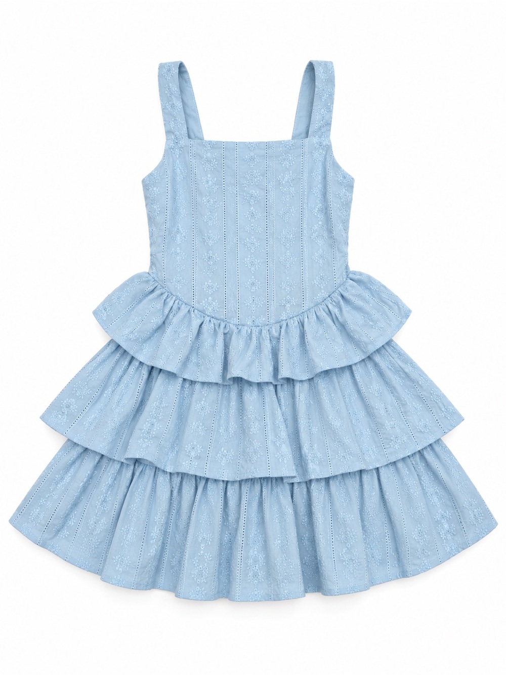 Flowers by Zoe Pale Blue Tiered Eyelet Sundress